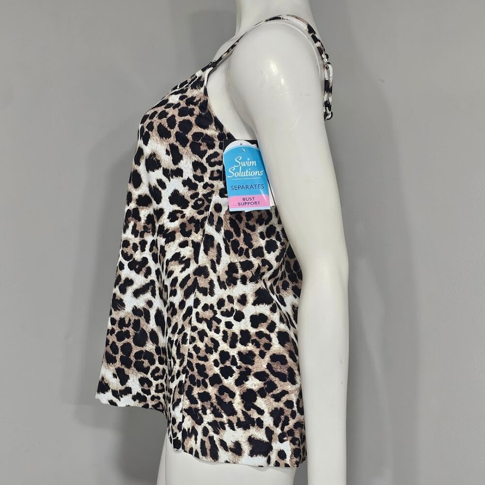 Swim Solutions Animal Print Pleat-Front Tankini Top - Picture 3 of 11